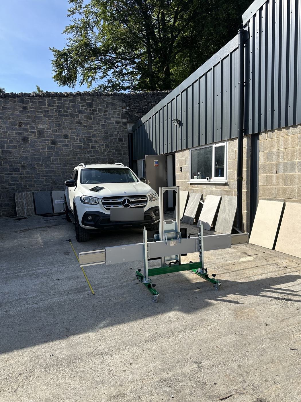 Mobile radar calibration on a Mercedes X-Class in Hope Valley